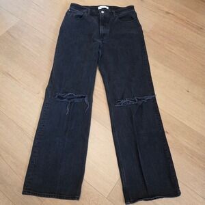Abercrombie & Fitch 90s Relaxed High Rise Jeans Black Distressed Size 30 10R